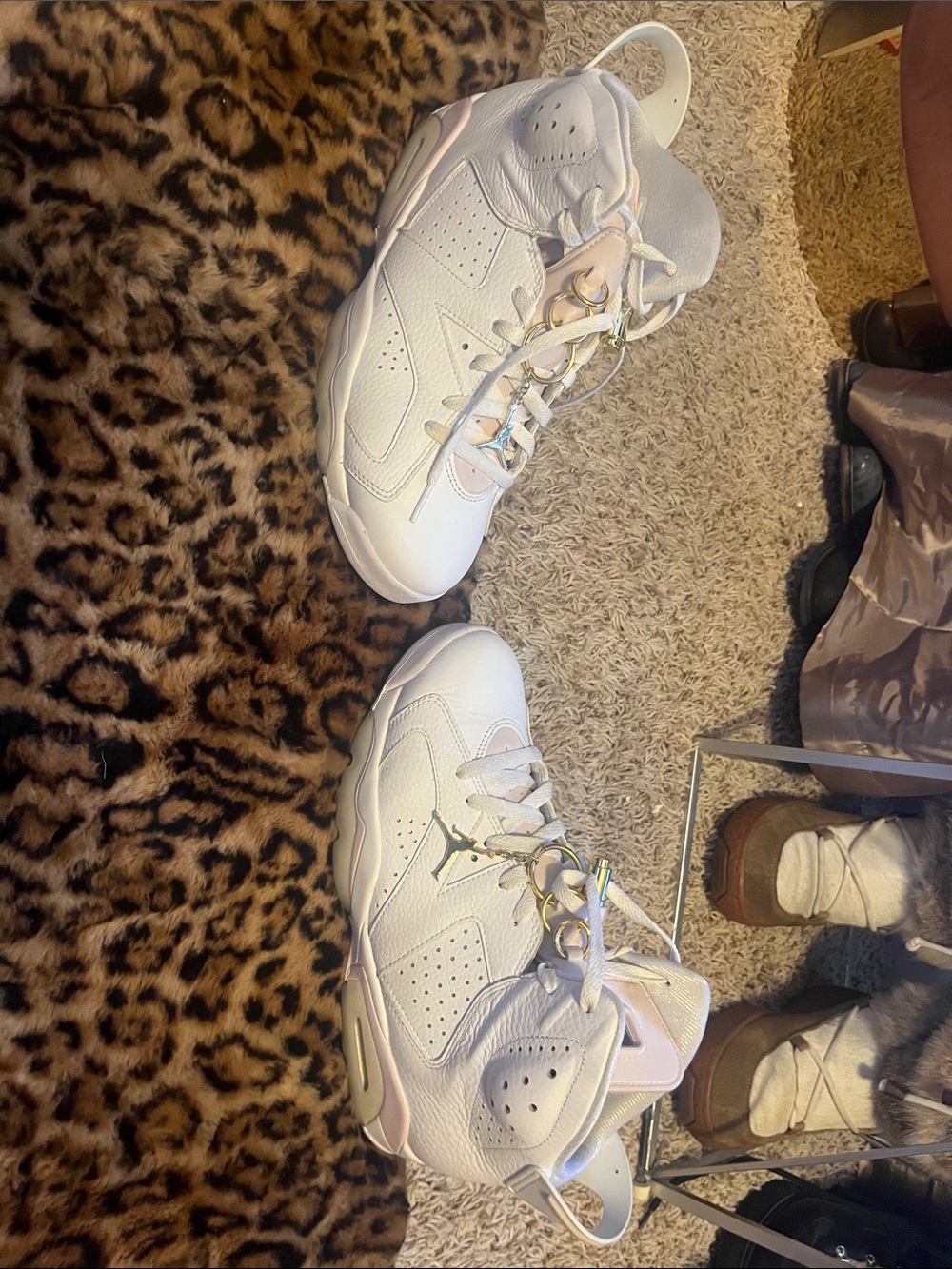 Jordan Women Rings White Sneakers with Light Pink Accents
